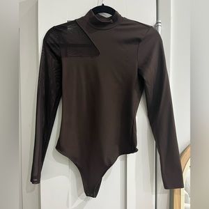 Abercrombie, cross design mesh bodysuit